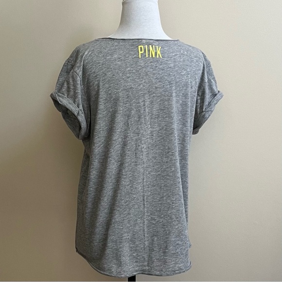 PINK Victoria’s Secret~T-Shirt~Size M~Graphic #WHATEVS~Grey/Yellow - Picture 3 of 9